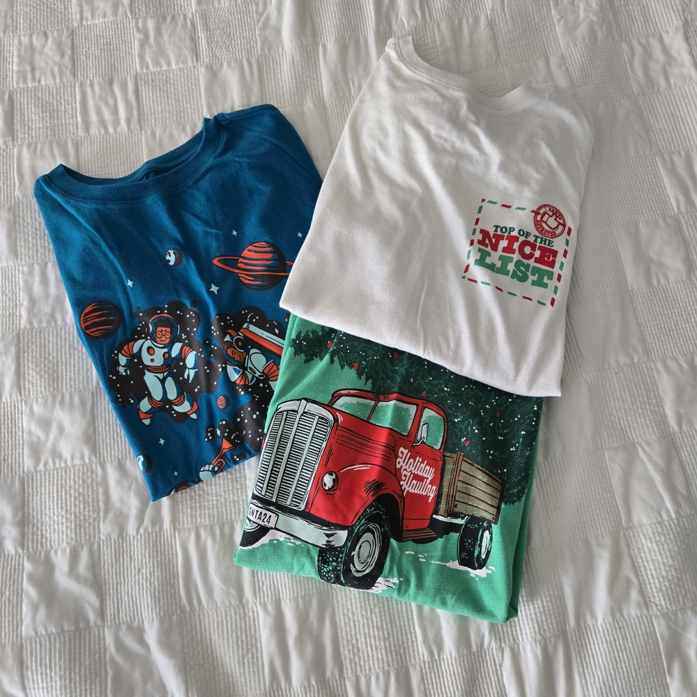 Cat & Jack Graphic T-Shirt Trio - Teal, White, Green